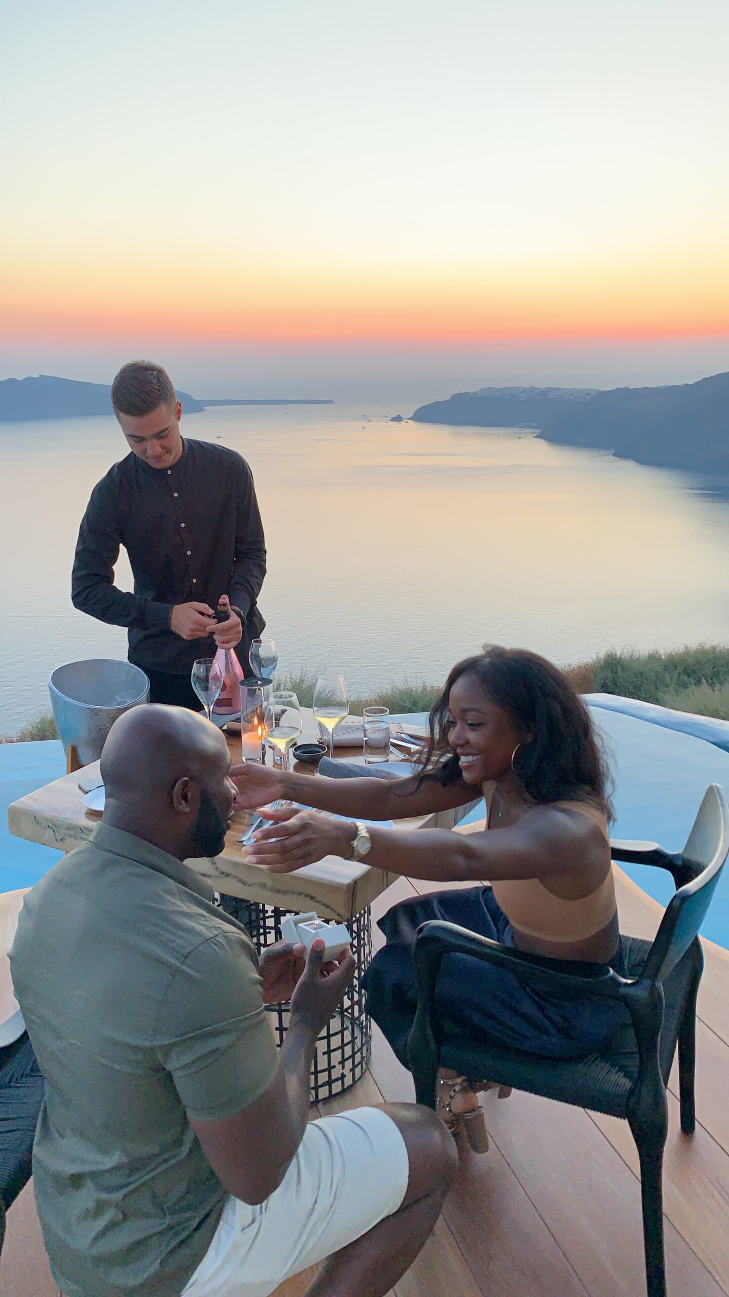 My Afro Caribbean Wedding Laura and Henry’s Romantic Proposal in Santorini Greece Laura Henry 